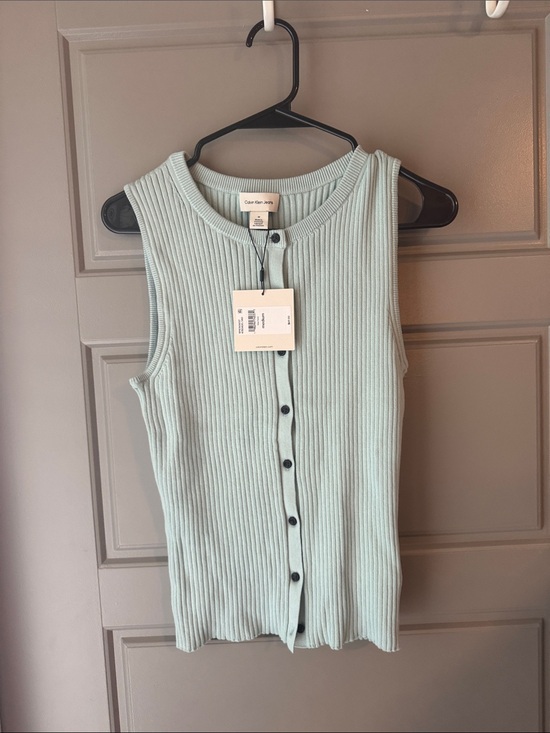 Calvin Klein Tops - NWT Calvin Klein Mint Green Ribbed Button Tank